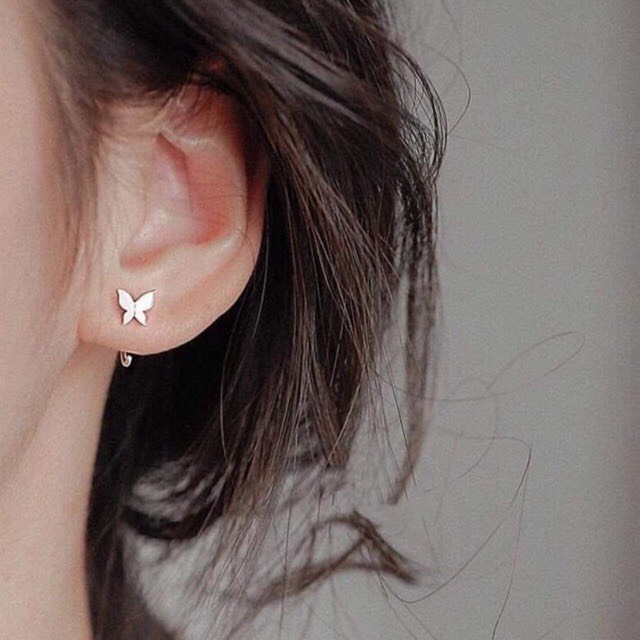 Bông tai nữ bạc ta kẹp hình bướm cá tính - Kho sỉ bạc Nhất Linh