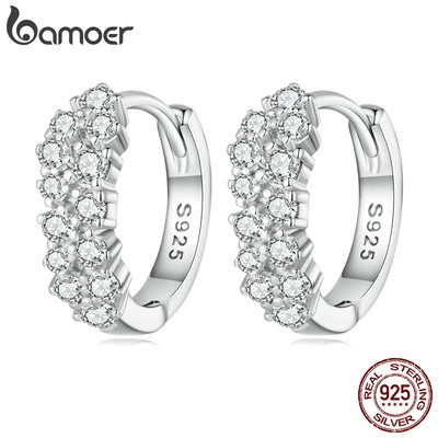 Bamoer Bông Tai bạc 925 Hình Hoa Hồng Thanh Lịch