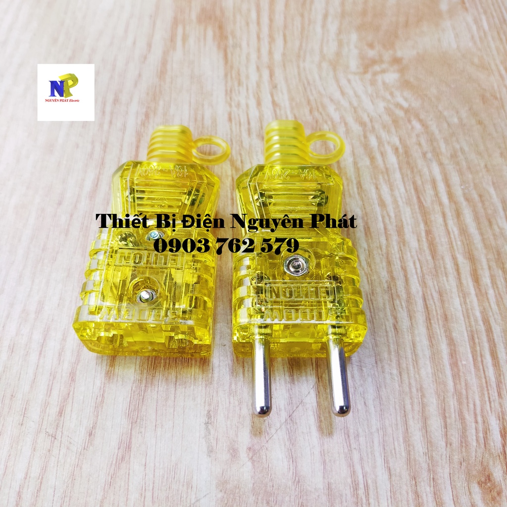 Combo 01 Phích Cắm Tròn Và 01 Phích Cắm Cái Siêu Chịu Tải CS3000w Nhựa PC Vàng Trong