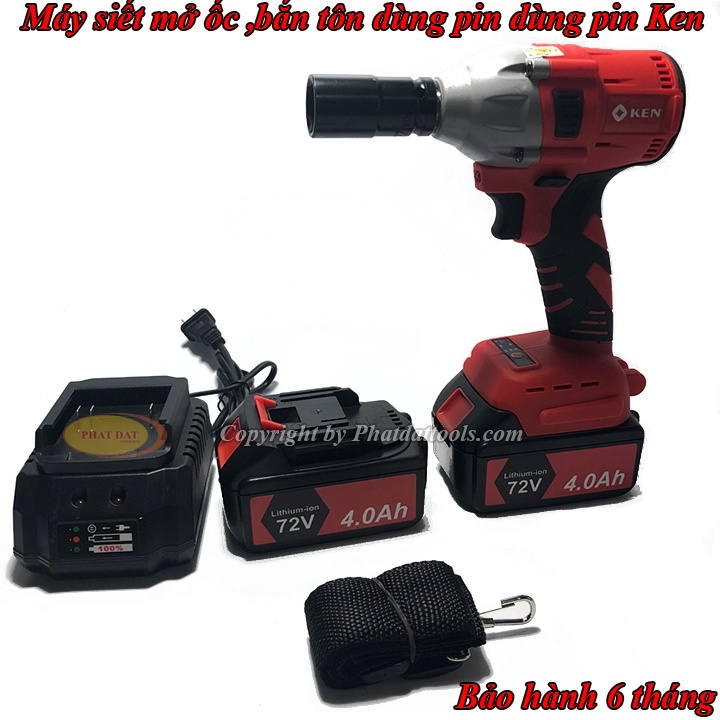 Máy siết mở bulong-máy bắn ốc bulong pin Ken-Động cơ từ không chổi than-Bảo hành 6 tháng