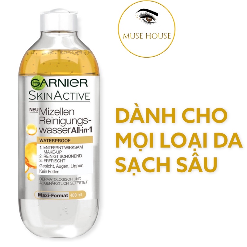 Nước Tẩy Trang Garnier Hồng Đỏ Xanh Vàng 400ml Pháp - Muse House