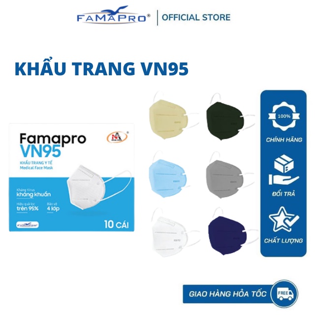 Khẩu trang y tế kháng khuẩn cao cấp 4 lớp Famapro VN95