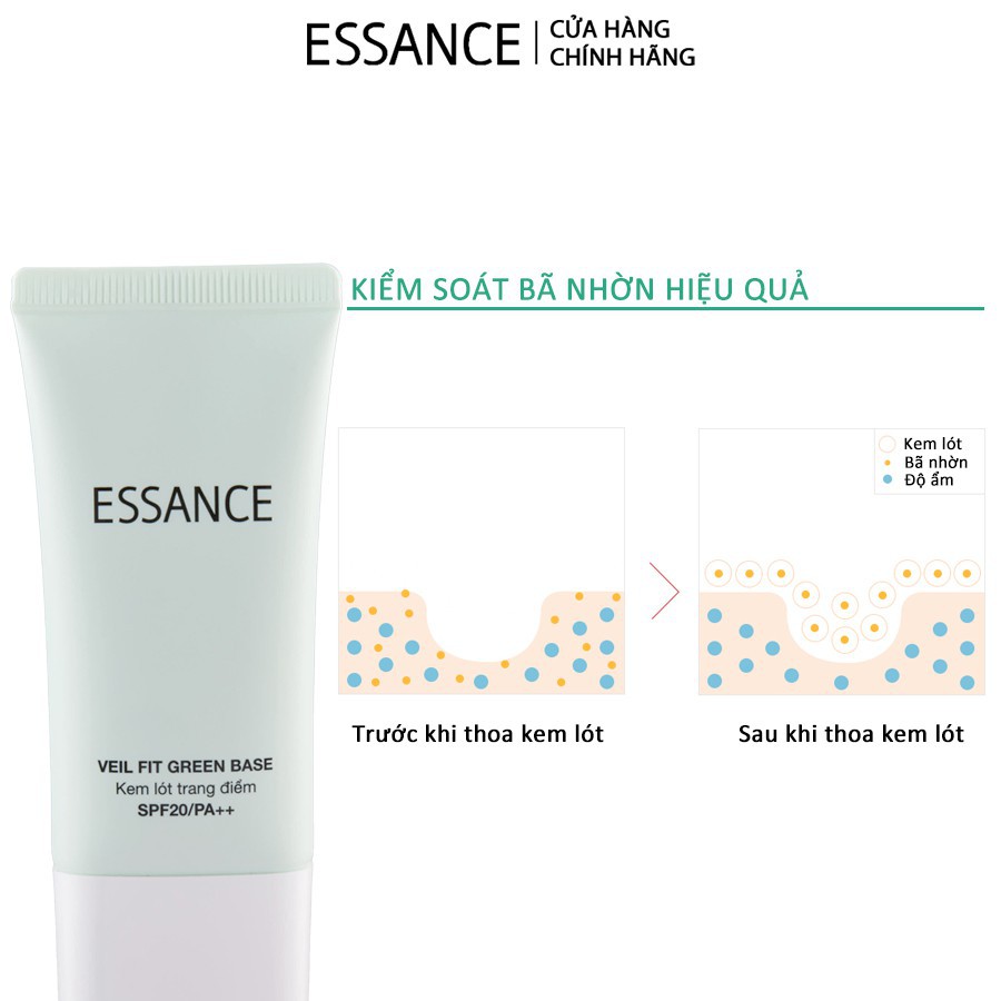 Kem lót hiệu chỉnh sắc da kiểm soát dầu Essance Veil Fit Green Base SPF20 PA++ 30m