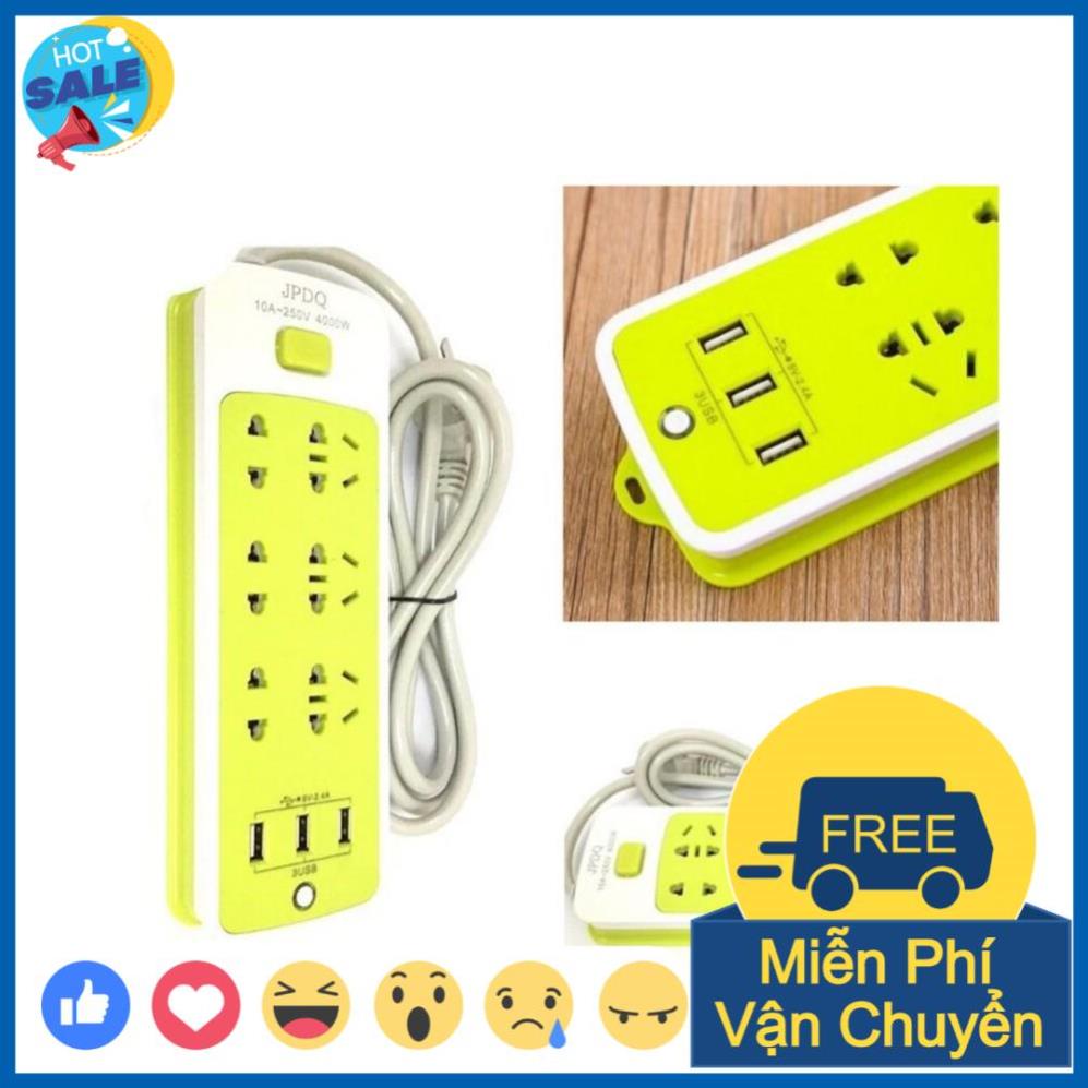 Ổ Cắm Điện Đa Năng Chống Giật 6 Lỗ, 3 Cổng USB, Đa Năng Tiện Dụng