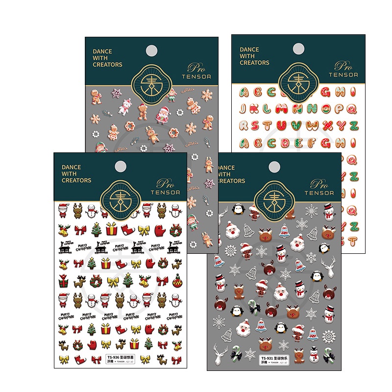 Sticker Dán Móng Họa Tiết Giáng Sinh 5D Dễ Thương Bắt Mắt