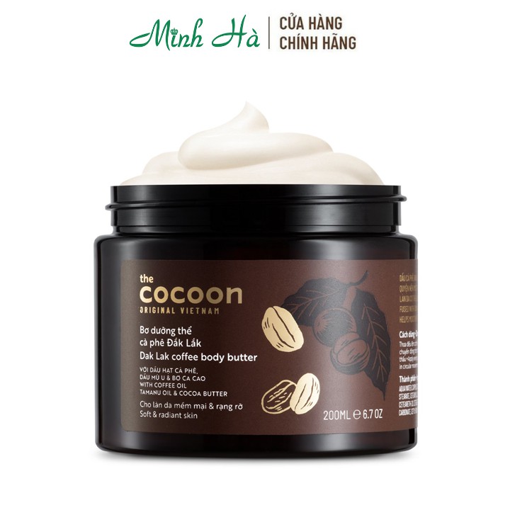 Bơ dưỡng thể cà phê Dak Lak coffee body butter The Cocoon 200ml cho da mềm mại và rạng rỡ