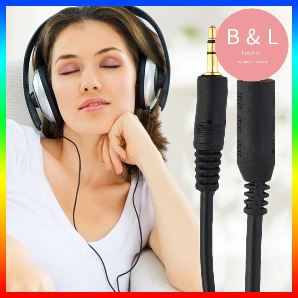 [BL]Black 12 FT 3.5mm Male To Female Stereo Audio MP3 Headphone Extension Cable