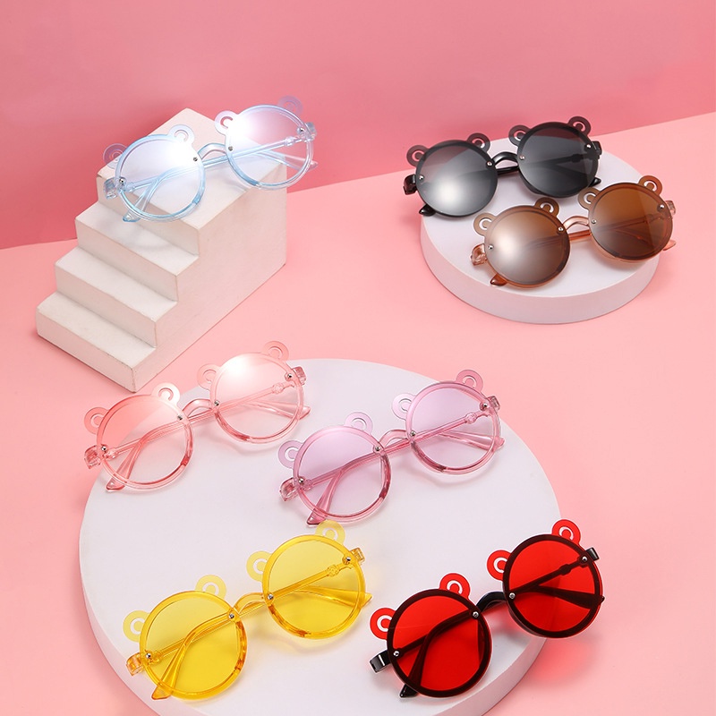 Kính Chống Tia UV Hình Gấu Hoạt Hình Dễ Thương Thời Trang Mùa Hè Dành Cho Trẻ Em Đi Chơi Ngoài Trời