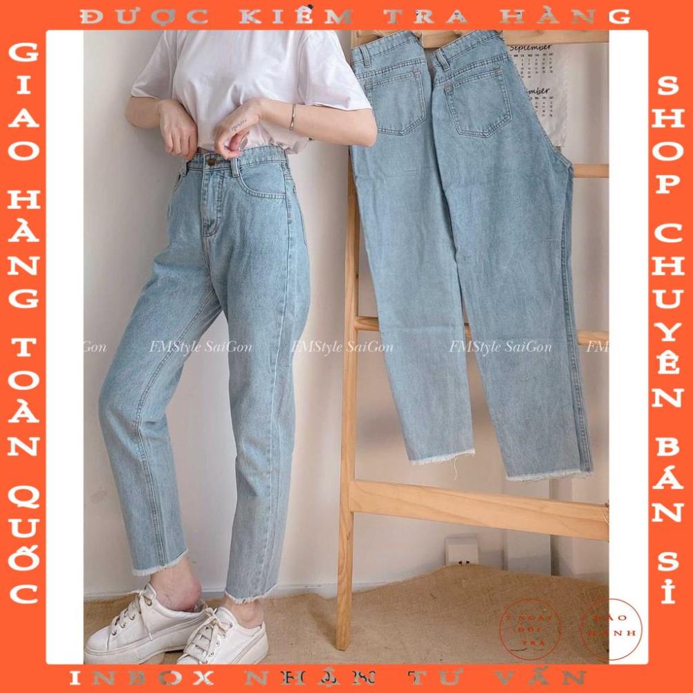 Quần jean baggy nữ VM STYLE ulzzang trơn lua tua (không co giãn) truyền thống thời trang fdinh