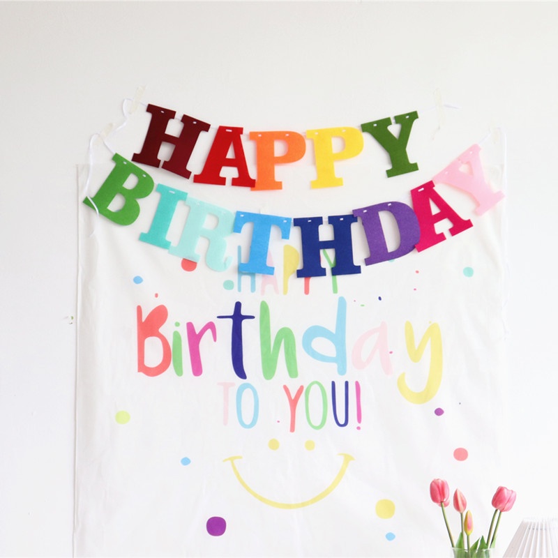 Dây chữ nỉ HAPPY BIRTHDAY trang trí sinh nhật nhiều màu sắc