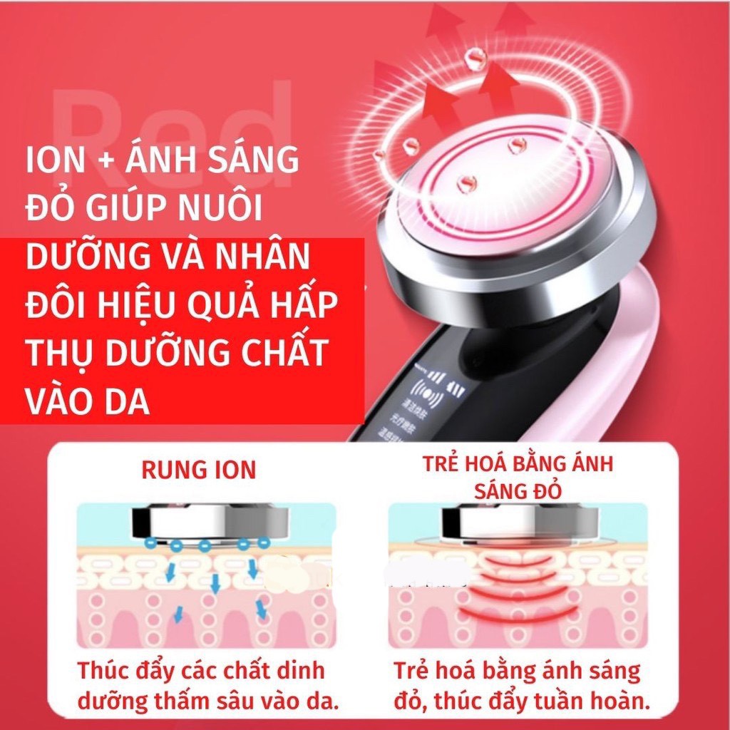 [BH 1 Đổi 1] Máy đẩy tinh chất nóng lạnh, máy massage mặt, máy đẩy dưỡng chất chăm sóc da mặt toàn diện, trẻ hoá