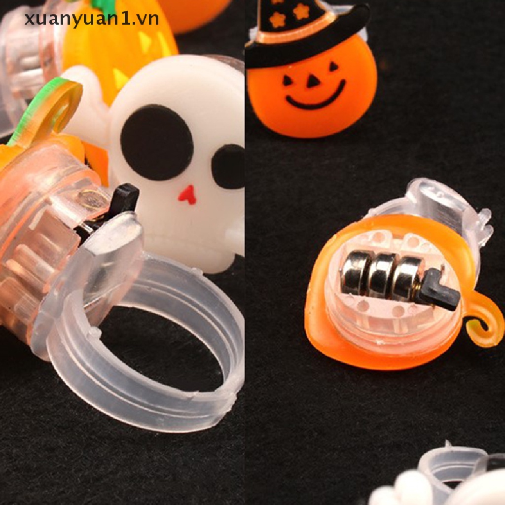 Set 10 Nhẫn Đeo Tay Phát Sáng Trong Đêm Halloween Độc Đáo