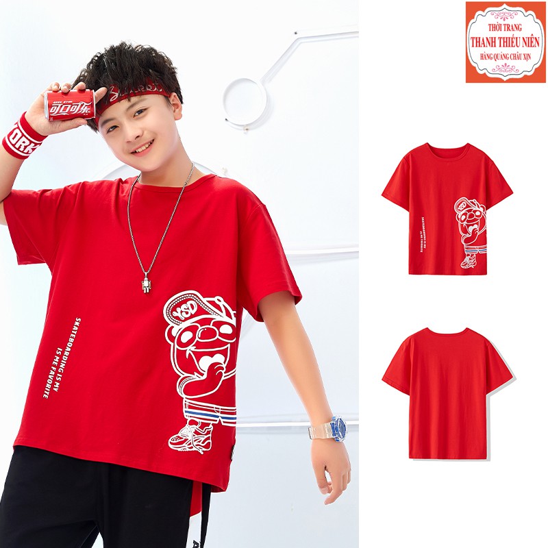 [35Kg - 75Kg] Áo Thun Áo Phông Nam Ngắn Tay Không Cổ Vải Cotton Hàng Quảng Châu Co Giãn 4 Chiều Màu Đỏ | BigBuy360 - bigbuy360.vn