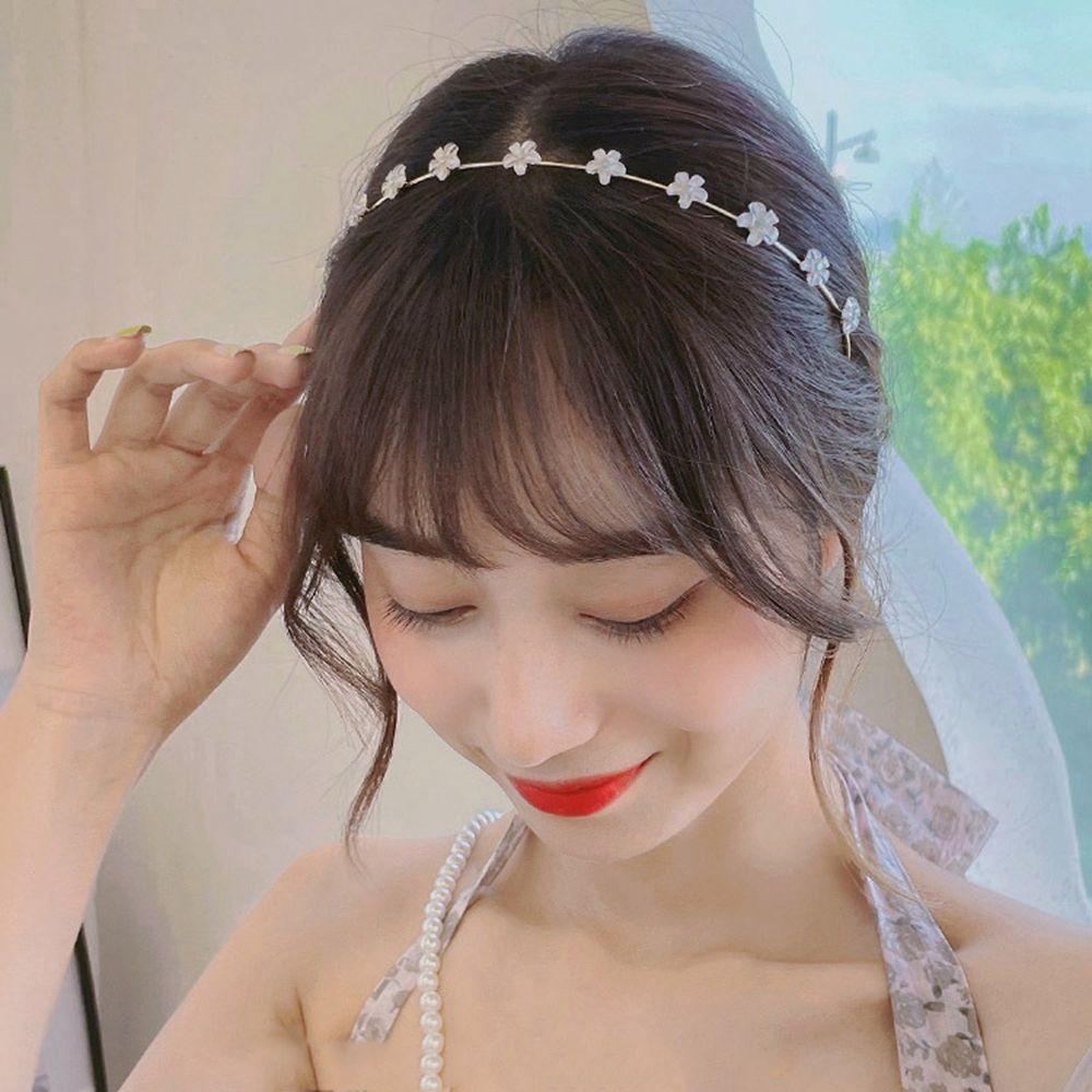 Băng Đô Cài Tóc Đính Đá Opal Mỏng Dễ Thương Ngọt Ngào WMES15H Cho Nữ|Băng Đô Bện Sợi Mùa Xuân