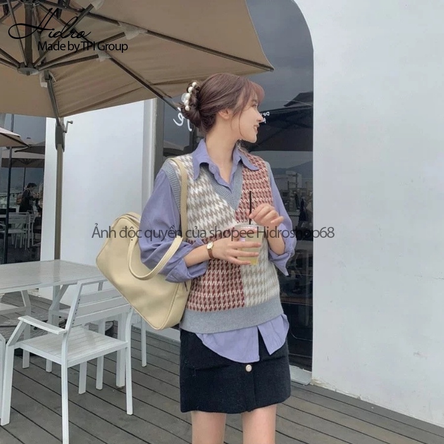 Áo Gile Len Cổ V Chất Dày Dặn Nhiều Màu Vintage Phong Cách Hàn Quốc | BigBuy360 - bigbuy360.vn