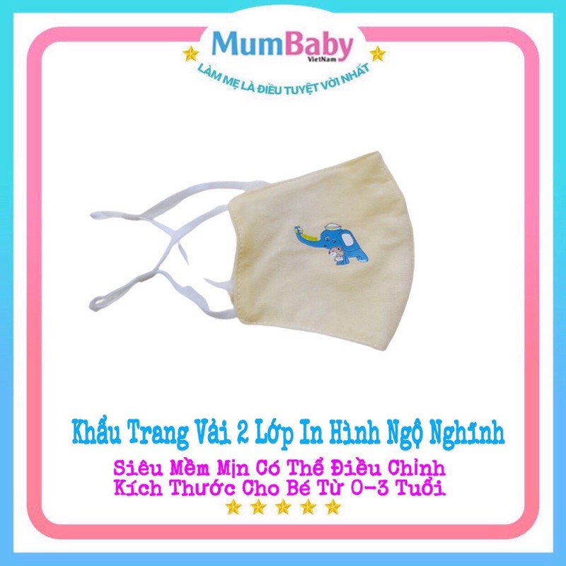 [Hàng Về Siêu Khuyến Mãi] Khẩu Trang Vải 2 Lớp In Hình Ngộ Nghĩnh Siêu Mềm Mịn Có Thể Điều Chỉnh Kích Thước Cho Bé