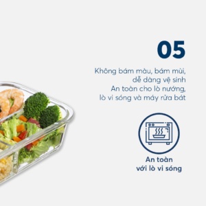 Hộp thủy tinh 3 ngăn Nikko, Hộp thủy tinh chia ngăn đựng thực phẩm chính hãng Inochi