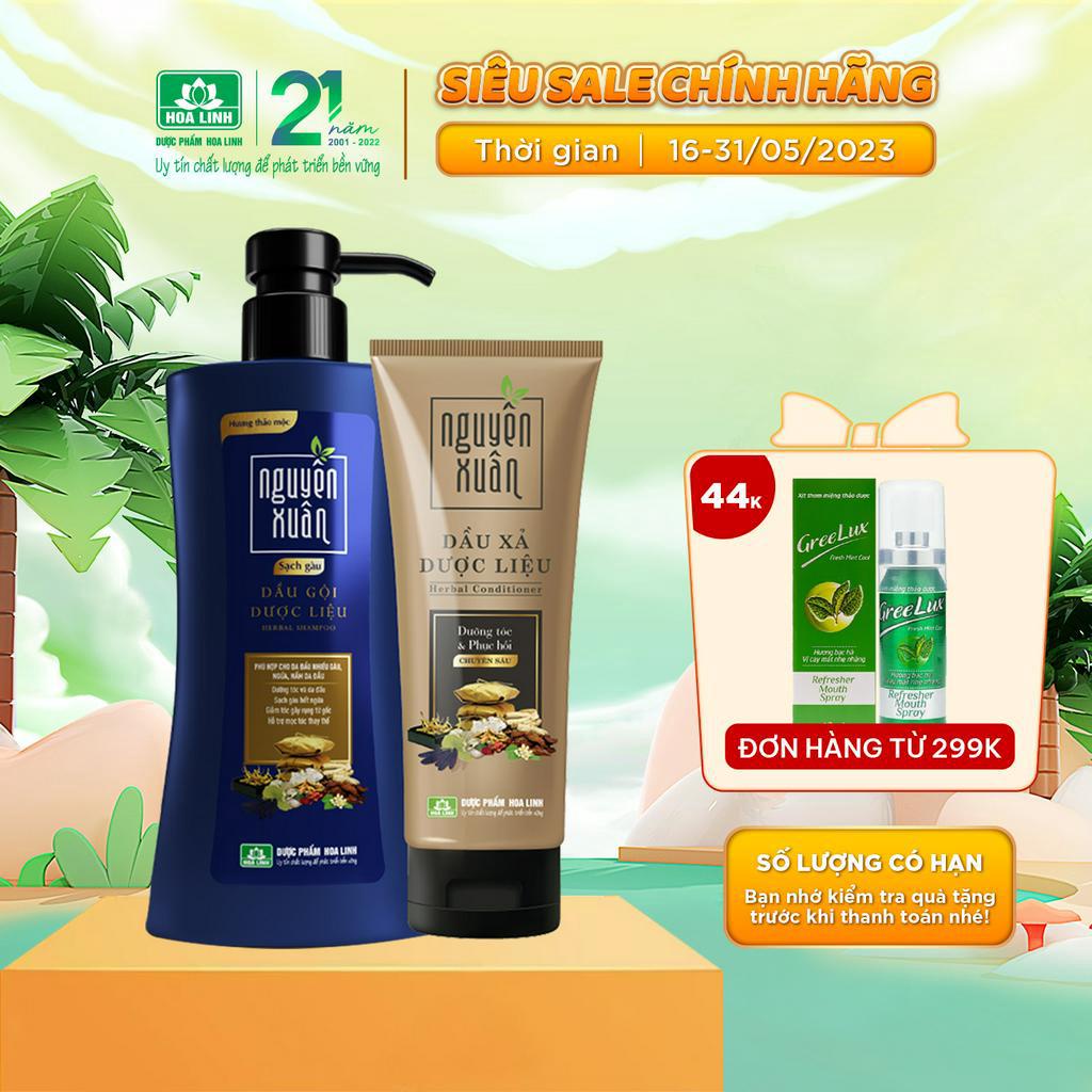 Bộ Dầu gội 350ml và Dầu xả 180ml Nguyên Xuân sạch gàu - Dành cho tóc gàu, ngứa