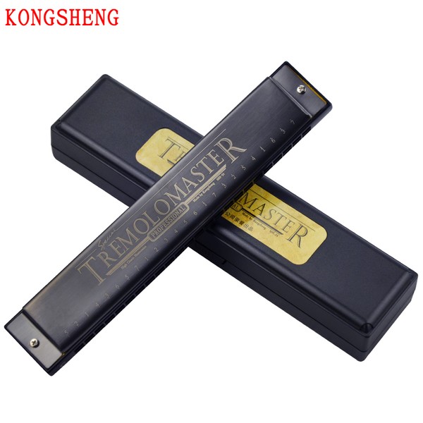 Kèn harmonica Kongsheng Tremolo Master 24 lỗ key C Đen xám