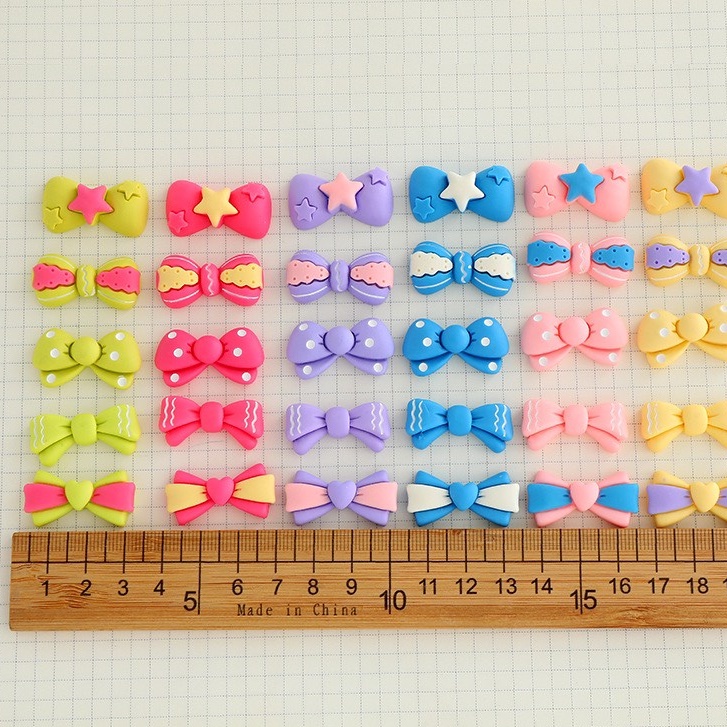 Charm (C538) slime/ Dụng Cụ Charm Trang Trí [Ko Keo &amp; Nút] Nhiều Kiểu Nơ Màu Pastel - Giá 1 cái