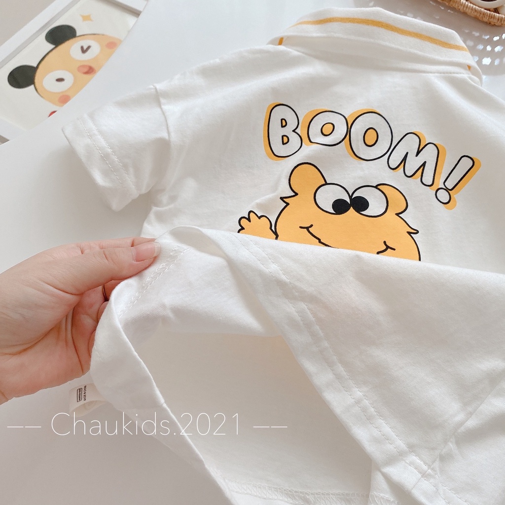 Áo polo, áo có cổ chất cotton cộc tay trẻ em in hình ếch con đáng yêu cho bé trai từ 6-16kg Bm_babyshop68