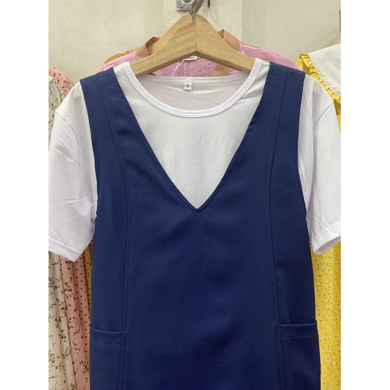 [HANNA] Đầm bầu yếm công sở yếm rời có size 40-80kg CHẤT VẢI CAO CẤP thấm mồ hôi thoáng mát không xù không nhăn