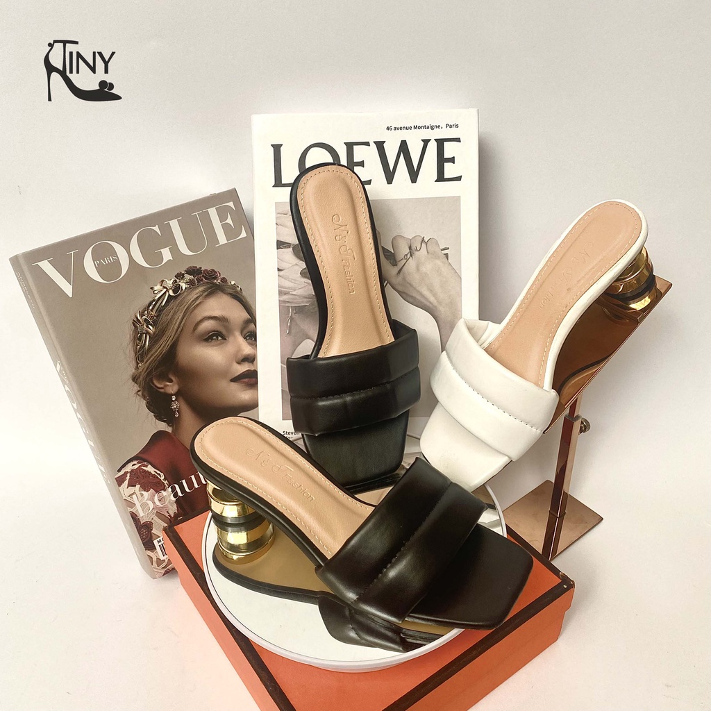 Guốc nữ mũi vuông quai ngang êm chân gót kiểu 4 phân, phong cách hiện đại, trẻ trung  - TiNy Shoes