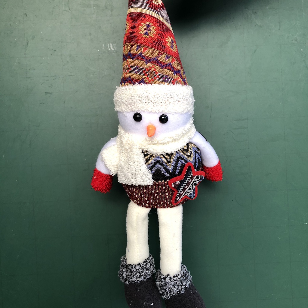 Người tuyết chân dài thổ cẩm 35cm làm quà tặng Noel và trang trí Giáng sinh
