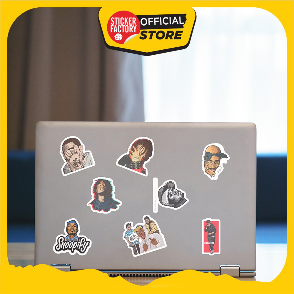 Hộp set 30 sticker decal hình dán nón bảo hiểm , laptop, xe máy, ô tô STICKER FACTORY - Rapper