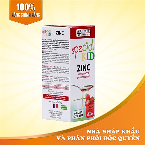 Siro bổ sung Kẽm, hỗ trợ tăng cường sức đề kháng cho trẻ - Special Kid Zinc - Nhập khẩu Pháp (125ml)