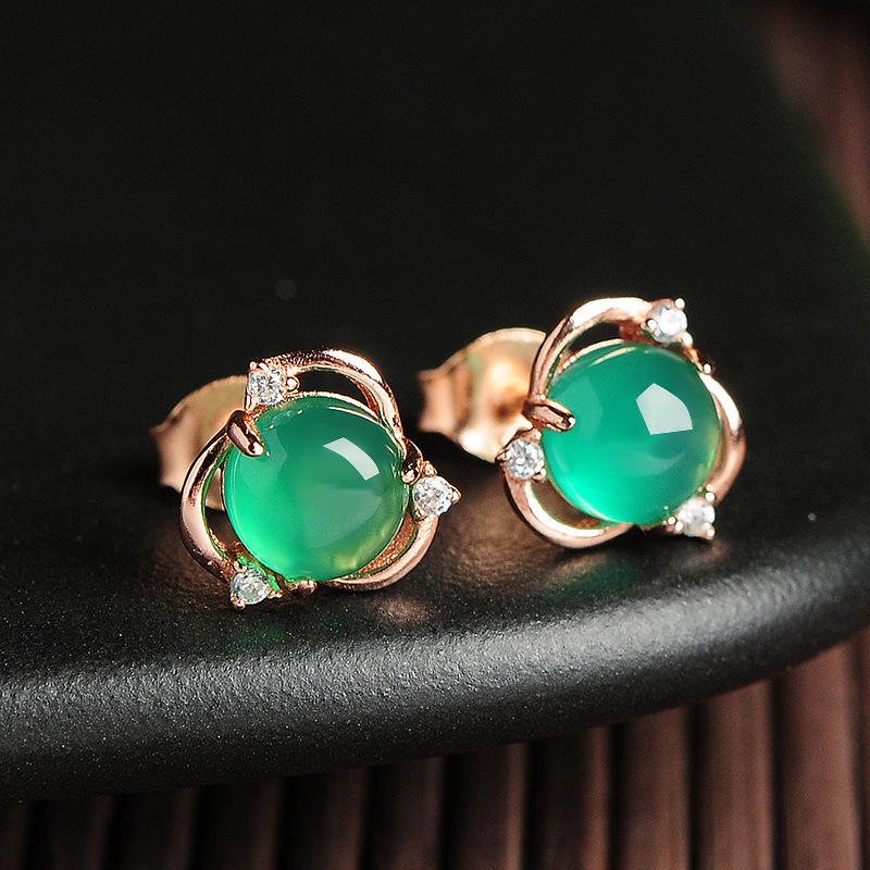 Bông Tai Bạc 925 Đính Đá Canxedon