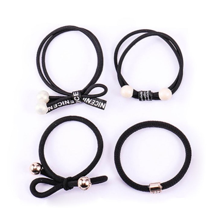 Bộ 12 thun cột tóc Hàn Quốc dễ thương - Gồm hộp (Đen)