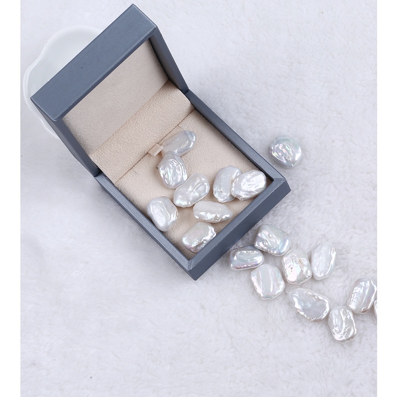 1 Hạt ngọc trai trắng hình vuông 15-16mm không lỗ dùng làm trang sức