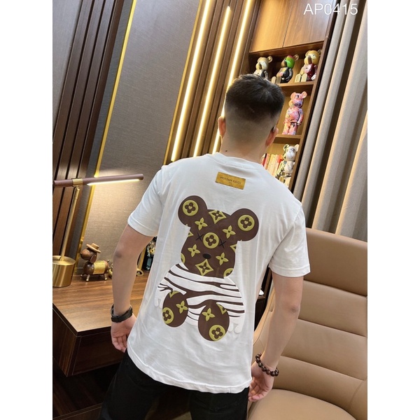 💥HÀNG S.C💥áo thun nam ép nhiệt nổi LV gấu 2 mặt cao cấp hot 2022 ,kèm ảnh thật _3802