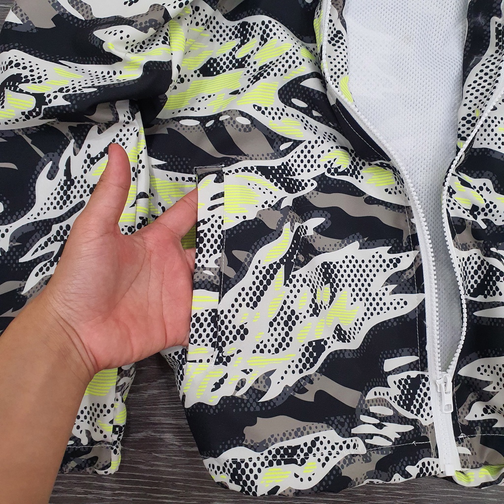 Áo Khoác Dù 2 Lớp Họa Tiết Camo Dạ Quang Chống Nắng Có Nón Nam , Nữ