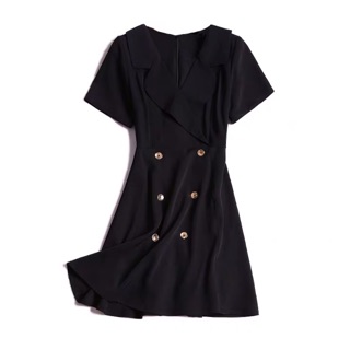 Váy cổ Vest 6 cúc dọc thanh lịch (Order-ảnh thật) bigsize
