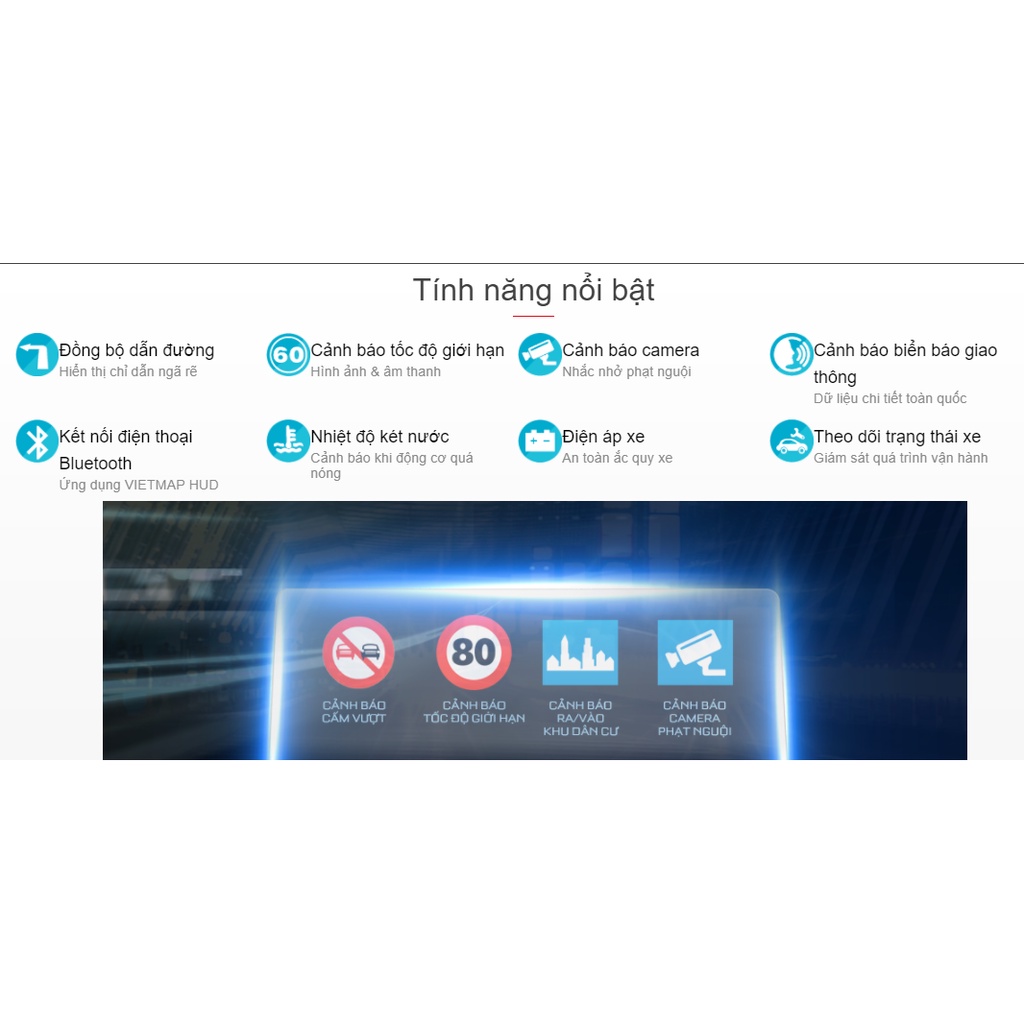 HUD Vietmap H1N Hiển Thị Dẫn Đường – Cảnh Báo Giao Thông | BigBuy360 - bigbuy360.vn