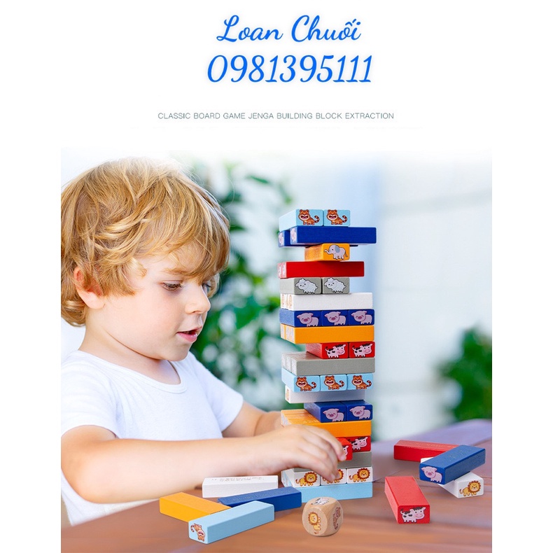 ĐỒ CHƠI RÚT GỖ 54 THANH CỠ LỚN CAO CẤP IN HÌNH NGỘ NGHĨNH - TOYS89