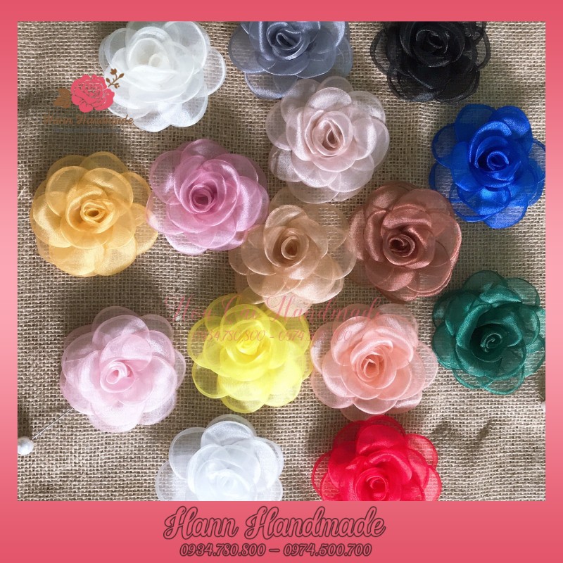 🌸 Hoa cài áo cao cấp 🌸Hoa cài áo giá sỉ kim trâm gài cài áo hoa hồng voan mỹ handmade size 10cm - hoa_cai_ao_cao_cap