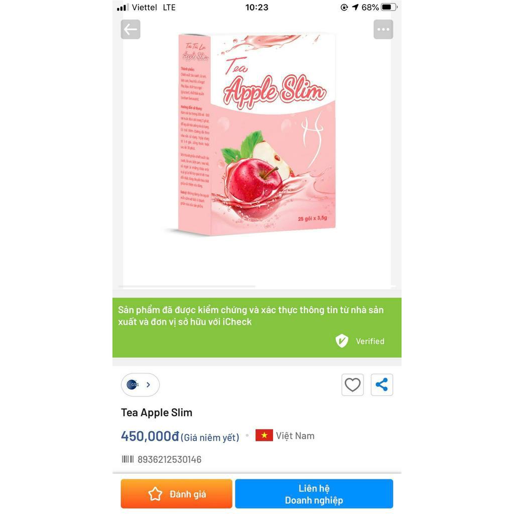 Trà Táo Đỏ Giảm Cân Túi Lọc Tea Apple Slim Tăng Cường Chuyển Hoá Chất Béo