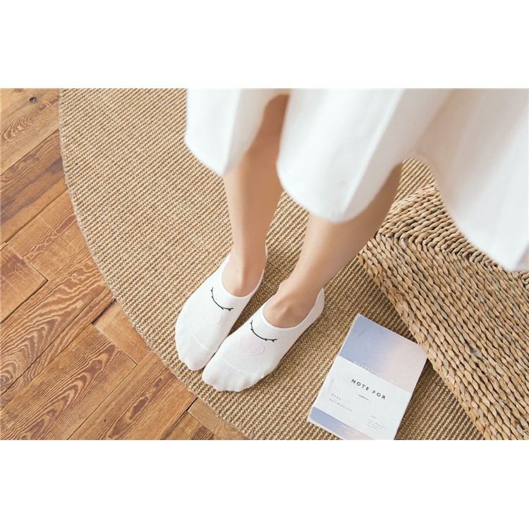 Tất đi giày lười nữ họa tiết dễ thương chất liệu cotton siêu thoải mái - T020
