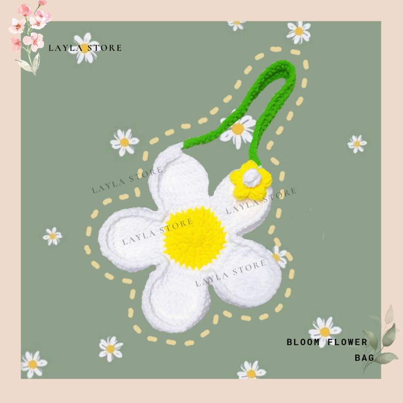 Túi len bông hoa Bloom Flower Bag nhiều màu - túi len handmade hot trend Layla Store