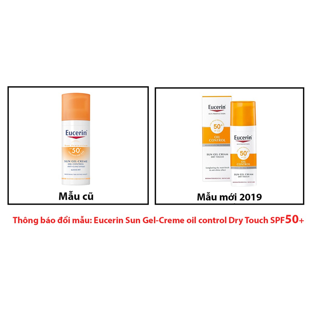 Kem Chống nắng SPF 50+ danh cho da mụn, bị mụn trứng cá Eucerin Sun Gel-Creme oil control Dry Touch SPF50+