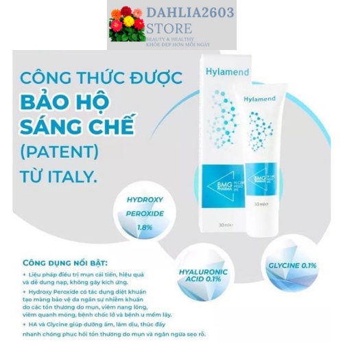Hylamend Gel Kem Ngăn Ngừa Mụn Trứng Cá cải thiện và phục hồi da sau mụn làm nhẹ dịu cho da