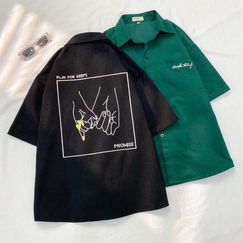 Áo Sơmi Simple Thing tay lỡ, form rộng Ulzzang màu ĐEN/TRẮNG ❤️ Nam nữ unisex/ Jejul.store