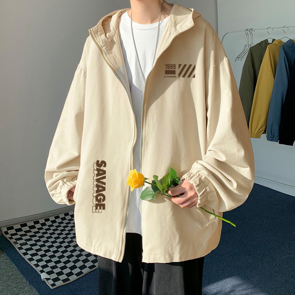 Áo khoác dù nam from rộng dạng unisex , khoác chất liệu dù 2 lớp chống nắng tốt in 1989