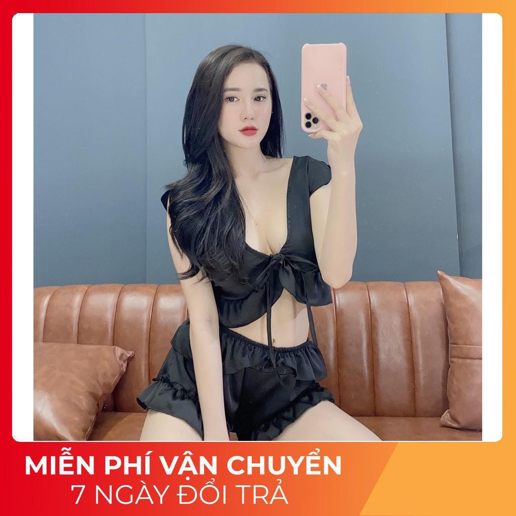 Đồ Ngủ Sexy Nữ 💫 FREE SHIP 💫Đồ Ngủ Sexy Lụa Phi Hai Dây Chất Mịn Quyến Rũ COPTOP COT NGUC