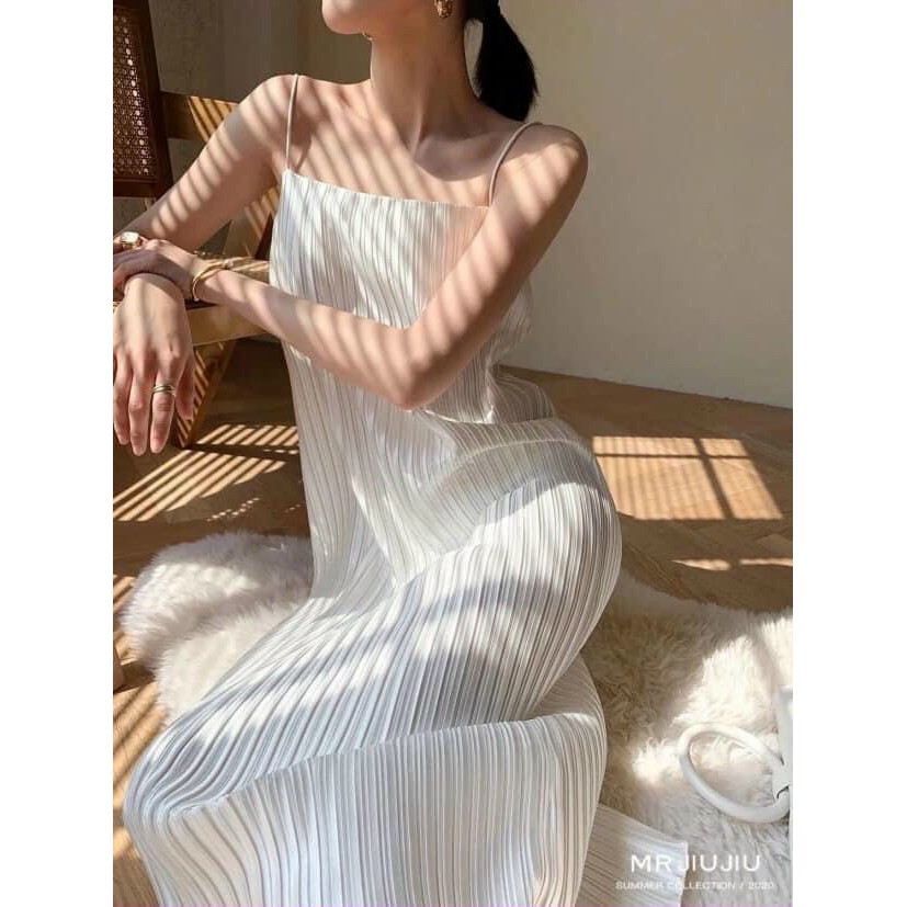 Đầm Maxi 2 Dây ❤️FREESHIP❤️ Dáng Suông Dài Dập Ly