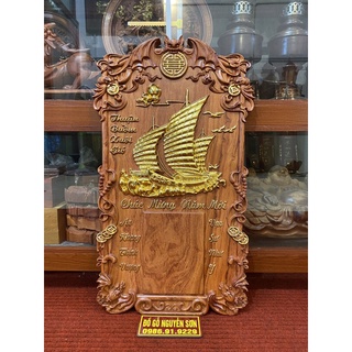 Đốc Lịch Thuận buồm xuôi gió gỗ hương đá dát vàng loại 24K ĐÀI LOAN bền đẹp