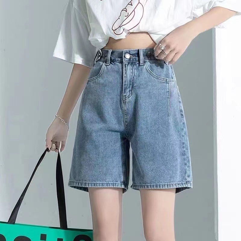Quần Short Denim Lưng Cao Phong Cách Hàn Quốc Đơn Giản Thời Trang Mùa Hè Cho Nữ